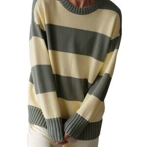 Donni. Striped Multicolor Crewneck Size M Cotton Sweater